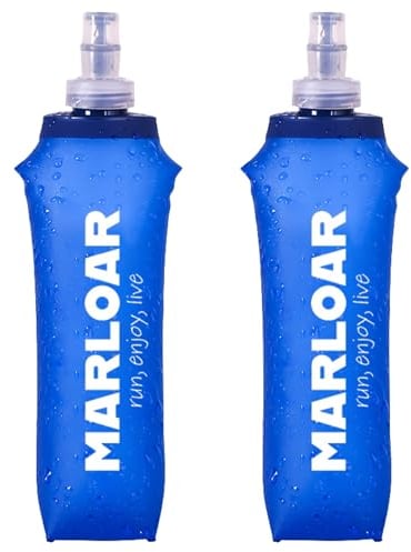 MARLOAR Flasque Running - Gourde Souple - Gourde Pliable -Pack de 2 unités de Flasque Running 250ml, Course à Pied ou randonnée. BPA Free. (Bleu, 250ML)