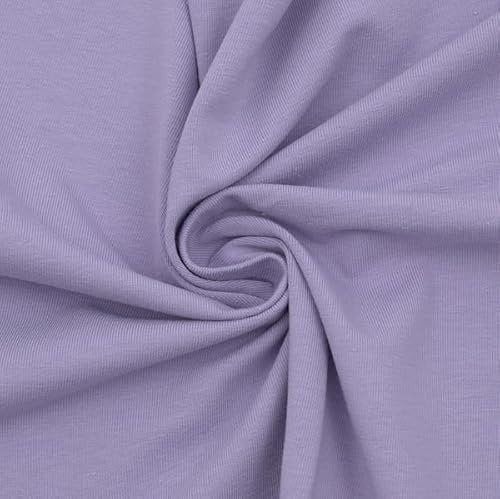 STOFFKONTOR Baumwoll Stretch Jersey Stoff - Meterware, Farbe Hell-Lila - Öko-Tex Standard - zum Nähen von Kleidern, Röcken, Shirts UVM.