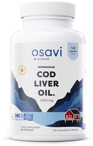 Osavi Norwegian Cod Liver Oil 1000 mg – 90 Softgels | Lemon Flavor | DHA & EPA for Heart, Brain & Vision Health | Supports Immune Function | Sourced from Wild Atlantic Cod