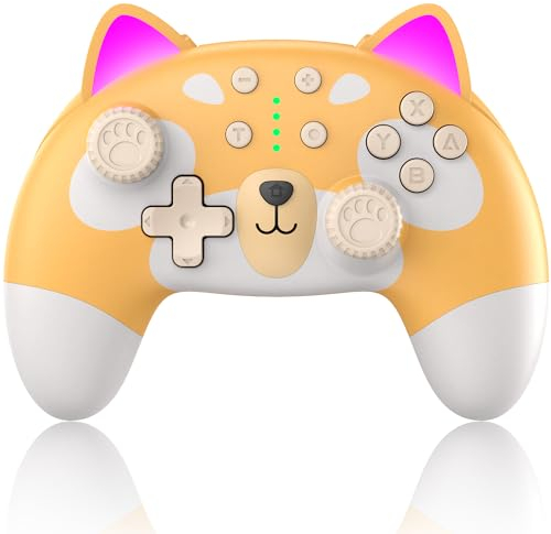 Switch Pro Controller, Wireless Switch Controller für Switch OLED/Switch Lite/PC, Switch Controller mit Turbo, 6-Achsen-Bewegung, Niedlicher Welpe Switch Pro Controller mit Vibration, programmierbar