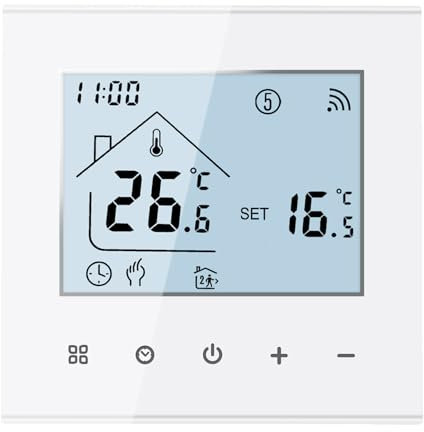 Termostato WiFi per Caldaia a Gas/riscaldamento ad acqua,Termostato Wi-Fi Schermo LCD Touch Button Retroilluminato Programmabile con Alexa Google Home e Telefono App (Aggiornato)