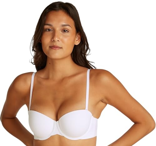 Calvin Klein Damen Trägerloser BH Lightly Lined mit Stretch, Weiß (White), 65C