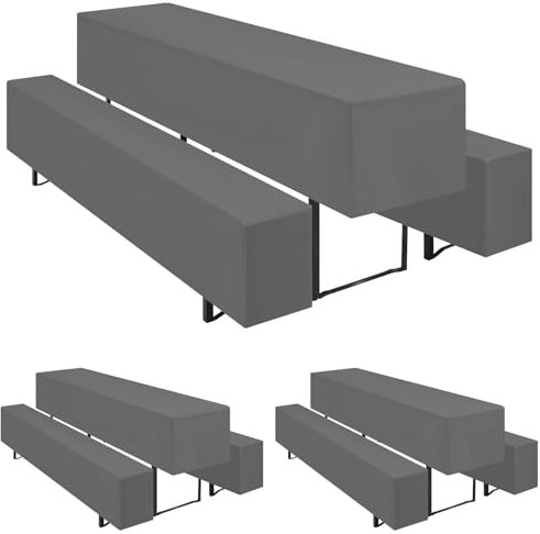 Teruntrue 3er-Sets Biertischhussen Bierbank-Auflage,Dunkelgrau Biertisch und Bankgarnitur Husse für 70x220cm Tischbreite für Festzeltgarnituren Bierbank Hussen(Dunkelgrau, 3 Packungen)