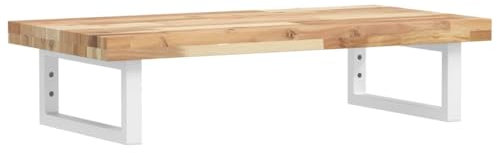 vidaXL Waschtischplatte mit Halterung, Holzplatte Waschtischkonsole Wandmontage, Waschbeckenplatte Wandkonsole Wandregal, Stahl Massivholz Akazie