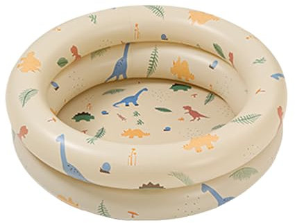 Baby aufblasbares Schwimmbad Rund 2 Ring Planschbecken Innen Außen Aufblasbares Wasser Spiel Pool Spielzeug Kinder Baby 88x26cm (Beiger Dinosaurier)