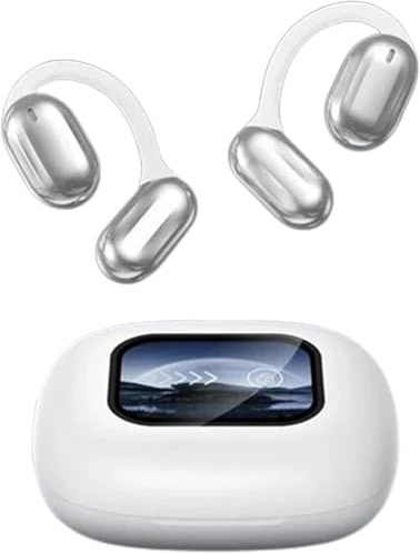 Over The Ear Earbuds Xp2, Wireless Open Ear Bluetooth Earbuds, True Wireless Open Ear Earbuds Bluetooth 5.4, Touch Screen Display, LED Display (White)