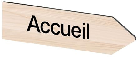 DECOHO - Panneau directionnel personnalisable – Droite – Pancarte personnalisable en forme de flèche avec gravure laser - Résistant aux intempéries & UV - Adhésif 3M - 8x30 cm - Beige - Beige