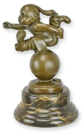 Moritz Bronze Skulptur Tom Thumb ? Art Deco Dekofigur auf Marmorsockel, 19,9 cm Höhe, 1,96 kg ? Bronzefigur für Wohnzimmer und Sammlungen