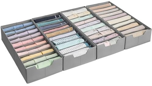 SONGMICS Unterwäsche-Organizer 4er Set, Schubladen-Organizer für IKEA PAX Kleiderschrank, mit Trennwänden, Kleiderschrank-Organizer faltbar, 50 x 22 x 10 cm für Socken, taubengrau RUS015G01