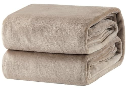 Corredocasa Plaid in Pile Tinta Unita Morbidissimo e sofficissimo Coral per Divano, Letto Qualita' Superiore (200x220, Beige)