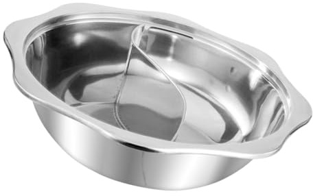 Cabilock Stainless Steel Shabu Shabu Hot Pot with Double-Sided Separation Design Pot for Soup and Hotpot for Kitchen