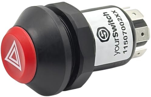 yourSwitch 11507002XX Druckschalter mit Arretierung: Warnblinker 12V kompatibel mit Same Deutz Fahr 2.7659.411.0 Bosch 0 340 302 111 Hako 92050673 Ersatzschalter für Bosch-Set 0 340 302 008