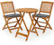 TANGZON Wooden Folding Bistro Set, Outdoor Dining Table and Chairs Set with Slatted Tabletop & Seat, Acacia Wood Garden Furniture Set for Porch Balcony (Vertical Slatted Back,with Grey Cushions)