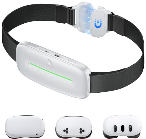 CoguyTech Akku-Pack für Meta Quest 3S/3/2-12000mAh Powerbank - 7 Stunden Zusatzspielzeit - 20W Schnellladung - LED-Anzeige - Magnetgurt - Tragbarer VR Headset Ladegerät