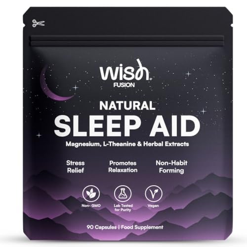 Magnesium for Relaxation & Sleep Support with L-Theanine & Herbal Extracts for Stress Relief, Restful Sleep Aid & Better Morning Energy, Non-Habit Forming, 90 Vegan Capsules