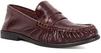 Dune London Ladies GRISELLA Leather Slip On Ruched Toe Loafers Size UK 4 Burgundy