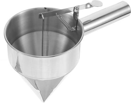 VICASKY Detachable Stainless Steel Pancake Mix Dispenser Funnel for Baking and Outdoor Camping Resistant Batter Funnel Cake Dispenser Portable Kitchen and Bakery Tool