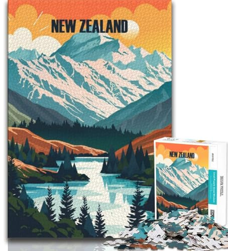 Serene New Zealand Puzzles für Erwachsene, 1000 Puzzles, Familienspiel, Stressabbau, schwierige Herausforderung, Wichtelgeschenke, 38x26cm