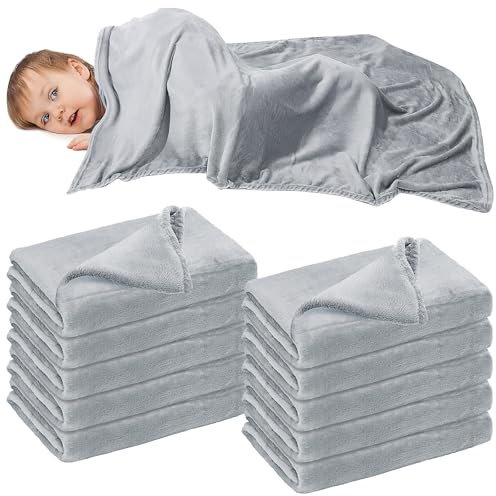 HFZCV 10 Stück Kuscheldecke Flauschig Decke, 120x100cm Small Flanell Kuscheldecke, Weiche Sofa Decke Leicht Sofa Überwurf Blanket für Sofa, Bett, Kinderzimmer, Ganzjahresdecke, Haustier, Hellgrau