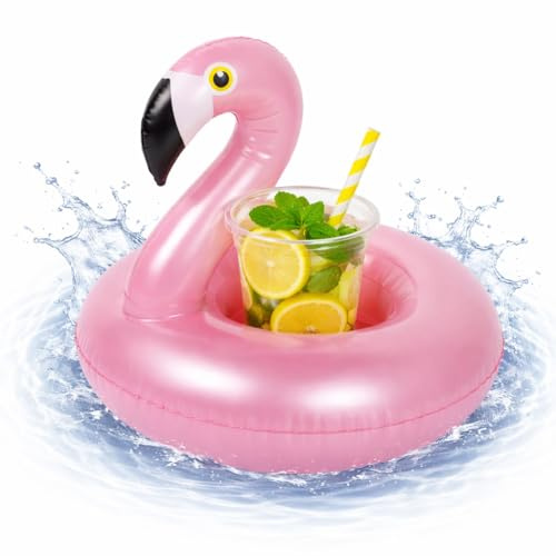 Getränkehalter aufblasbar Luftmatratze Schwimmring Schwimmreif für Pool, Cocktailhalter, Bierhalter, Becher, Dosenhalter, Becherhalter Bier (Flamingo rosa)