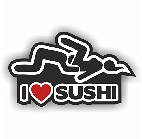 Folien-Zentrum - I Love Sushi 14 x 8 cm - hochwertiger Aufkleber Auto Tuning - OEM & JDM Auto Sticker - Lustige Aufkleber für Auto - Stickerbomb - Autoaufkleber - Made in Germany