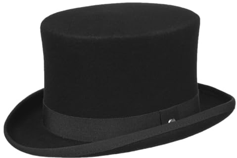 LIERYS Zylinder Hut aus Wollfilz Ripsband Made in Germany Damen Herren Sommer Winter schwarz 61 cm