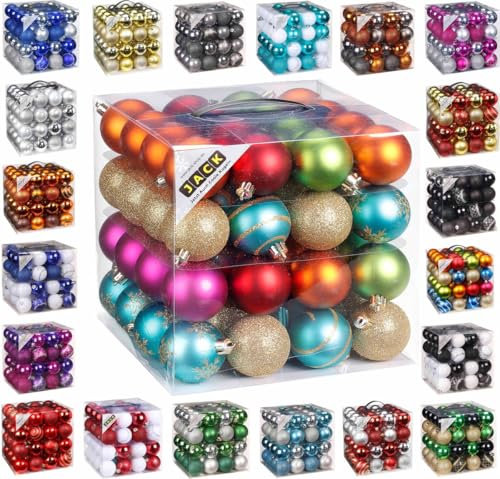 64 Christbaumkugeln 6cm Kugelbox Kunststoff bruchfest // Dekokugeln Weihnachtskugeln Baumkugeln Baumschmuck Set Inge-Glas Plastik PVC 60mm (Mille-Fiori)