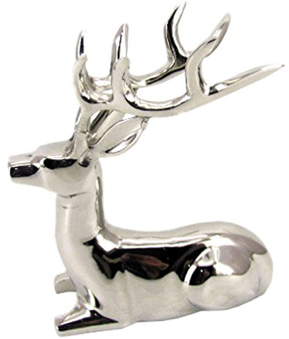 Deko Hirsch liegend Figur poliertes Aluminium 18x13x23 cm