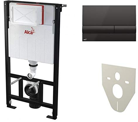 WC Vorwandelement für Trockenbau 100 cm inklusive Betätigungsplatte Schwarz/Schwarz Unterputzspülkasten Spülkasten Wand WC hängend Schallschutz