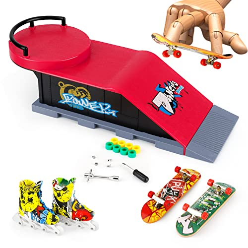 MOMSIV Mini Finger Skateboard und Ramp Zubehör Set (D)