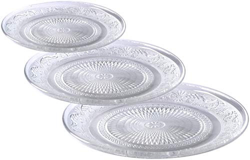 Riya Dekoteller Glas Teller Dekoplatte Kerzentablett Obstteller Platte Design Glasteller Stelia Mit ReliefmusterNeu (klein)