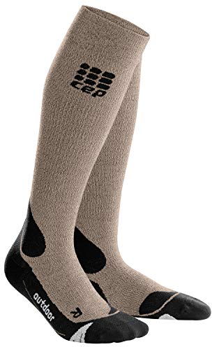 CEP - HIKING MERINO SOCKS für Damen | Warme Merino Wandersocken knielang in beige/schwarz | Größe II