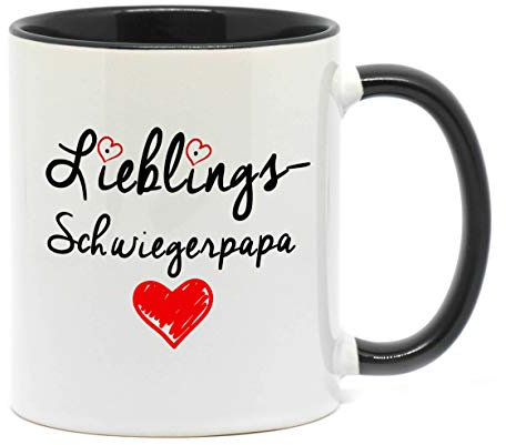 Nice-Presents-de Tasse Lieblings Schwiegerpapa Tasse, beidseitig Bedruckt. Die schönste Art wenn Man etwas zu Sagen hat. EIN tolles Geschenk für den Schwiegervater z.B. als Dankeschön. (A-Schwarz)