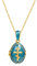 U7 Damen Medaillons Halskette Russische Orthodoxe Kreuz Oval Anhänger Andenken Katte Schmuck Medaillon Mode Freundschaftskette Halskette Valentinstag für Männer Frauen 08 Blau