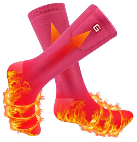 Svpro Wiederaufladbare Elektrische Heizsocken Batteriebetriebene Bequeme Thermosocken, Kälteschutz Thermische Socken Sport Outdoor Camping Wandern Warme Winter Socken Für Männer Frauen (Rosa)