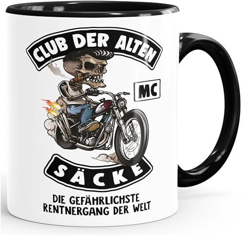 MoonWorks Kaffee-Tasse Club der alten Säcke Geschenk-Tüte Club der alten Säcke für Ältere Geburtstag Männer Schwarz unisize