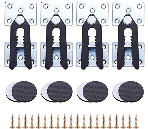 INCREWAY 4 Stück Sofa Couch Abschnitt Möbel Verbinder Joint Snap Alligator Clip mit Schrauben und 8 Stück Möbelpads