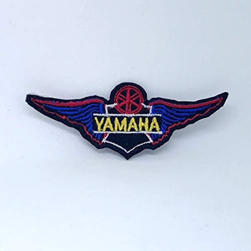 GK Yamaha Motorbike Racing Logo Bügelbild, bestickt, 1 Stück, rechteckig, blau, 8 cm x 3 cm