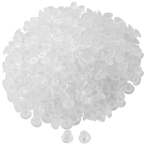 sourcing map 500pcs Pare-Choc de Table en Verre Tige Patin de Protection Meuble Patio Anti-Collision Anti-Bruit Souple Intégré Transparent 5mm