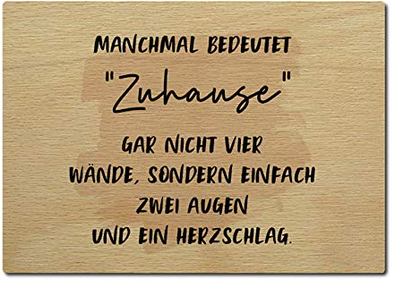 Interluxe Postkarte aus Holz Manchmal bedeutet Zuhause gar nicht vier Wände DIN A6 105x148mm Karte Echtholz Spruch Liebeserklärung