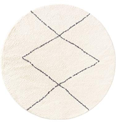 benuta Nest Hochflorteppich Benno - Kunstfaser - Rund & im Style: Berber, Traditionell, Hygge & Cozy, Minimalistisch, Scandi - Pflegeleicht für Wohnzimmer Schlafzimmer | Cream | ø 120 cm rund