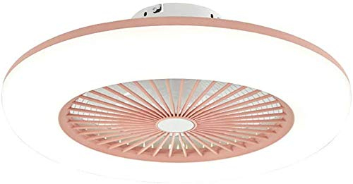 BININBOX Deckenventilator mit Beleuchtung, leise unsichtbare Deckenventilator LED Licht, Dimmbar mit Fernbedienung, led Deckenlampe für Schlafzimmer Wohnzimmer Esszimmer (Rosa)