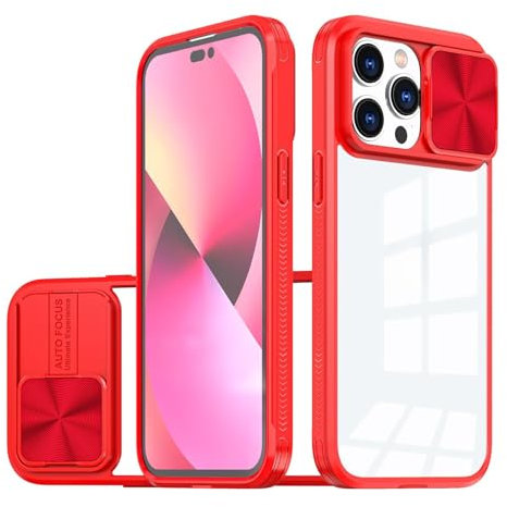 Bakicey - Coque de protection en silicone anti rayures - Cache coulissant pour appareil photo - Mate et translucide - Compatible avec iPhone Xr (154,9 mm) - Rouge