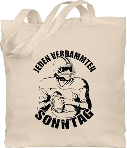 Baumwolltasche - American Football Deko Superbowl Party - Jeden verdammten Sonntag mit Footballspieler - schwarz - Unisize - Naturweiß - tasche geschenke fans footballfans beutel für stofftasche