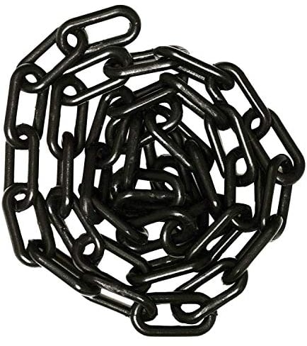 Warnkette, Kunststoff-Warnkette, Warnsicherheit, Parkplatz, Kunststoffkette mit 2 Kunststoffhaken, Gliederreparatur für Menschenmengenkontrolle, Verkehr, Warteschlangenlinie (schwarz, 6 mm x 2 m)
