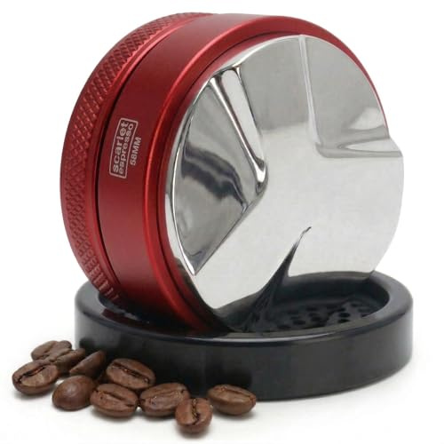 scarlet espresso | Kaffee Distributor »Grande TRE« – Kaffeverteiler für gleichmäßige Verteilung im Siebträger 5–13mm einstellbar – Leveler für präzise Espresso-Zubereitung – Set 58 mm mit Tamperablage