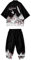 DOSLAVIDA Herren Japanischer Kimono Cardigan Anzug Chinesischer Stil Gedruckt Jacke Hosen Set Open Front Sieben Ärmel Top & Shorts, Stil 2-schwarz 2, 5XL
