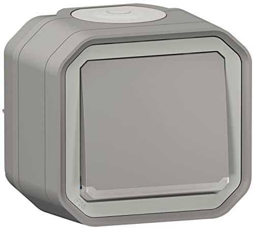 Legrand - Interrupteur ou va-et-vient lumineux étanche Plexo 10A livré complet avec voyant pour montage en apparent gris