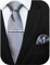 JEMYGINS Klassisch Formal Elegant Herren Seidenkrawatte Set-Krawatte & Einstecktuch Sets Silber 2