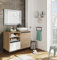 Muebles Pitarch | Mueble de Baño Industrial con estructura Patas, 2 Estantes, Cajón y Puerta, Blanco, Roble Gold y Negro, para Lavabo de sobreponer, 100cm, estilo Moderno modelo Tamesis